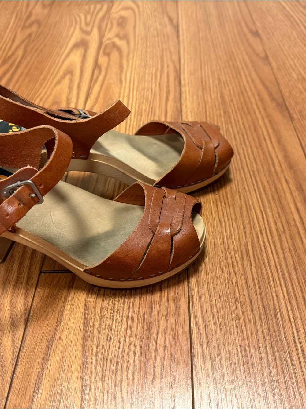 Swedish Hasbeens Brown Leather Open-Toe Heel Sandals - Picture 8 of 8